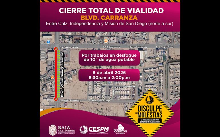 CESPM realizará cierres viales y suspensión temporal de agua por trabajos de mantenimiento