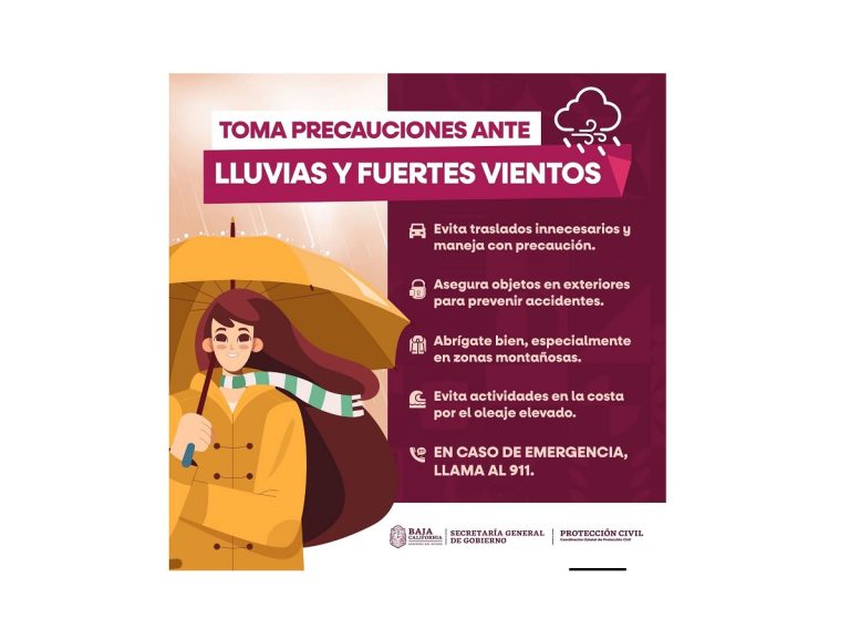 Pronostican lluvia para este fin de semana en BC