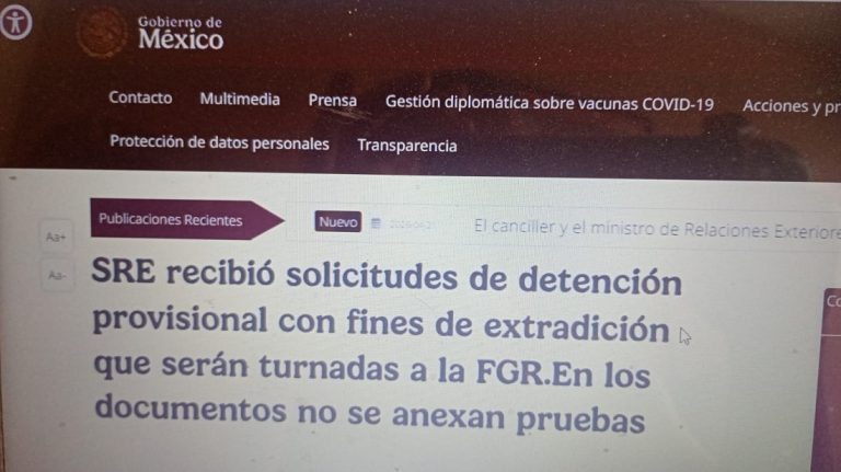 SRE recibió solicitudes de detención provisional con fines de extradición que serán turnadas a la FGR. En los documentos no se anexan pruebas