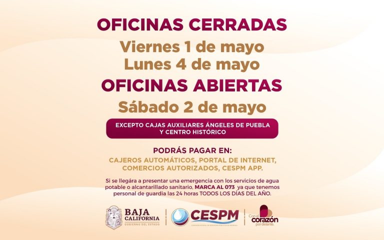 Ajusta CESPM horarios de atención por días festivos y abrirá sábado 2 de mayo
