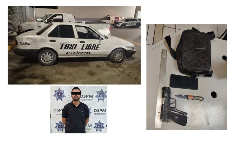 Detienen a taxista con pistola de utilería y navaja