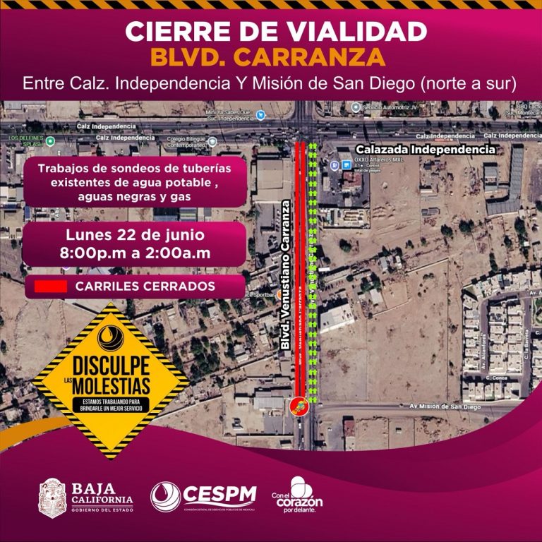 CESPM llevará a cabo trabajos nocturnos con sondeos de infraestructura subterránea en Blv. Carranza