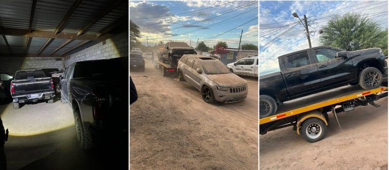 Tras cateo en Valle de Mexicali, recuperan 4 carros robados en Estados Unidos