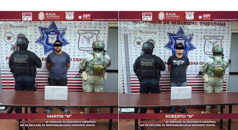 Detienen a dos hombres armados en colonia Miguel Alemán en «Operativo Valle de Mexicali»