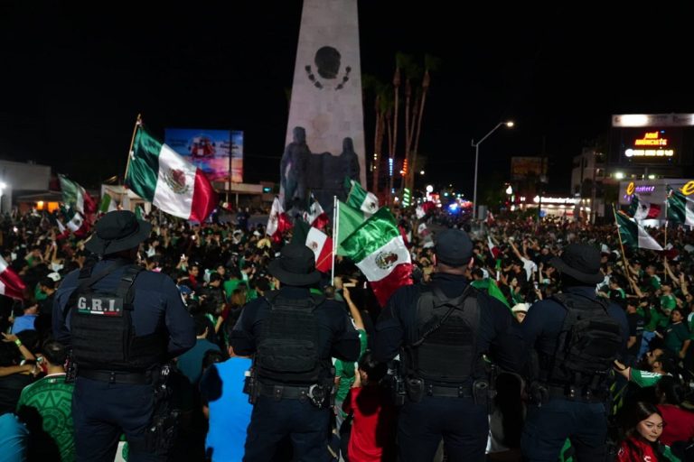 Destaca policía municipal acciones durante festejo de victoria de selección mexicana