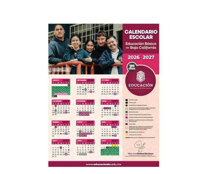 Calendario escolar 2026-2027 en Baja California