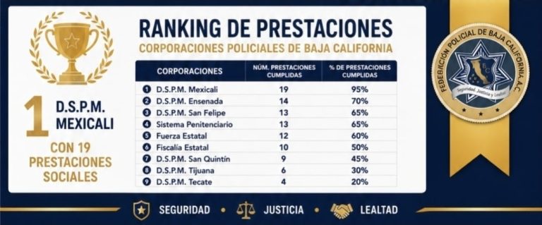 Gobierno de Mexicali cumple con 95% de condiciones laborales de sus policías