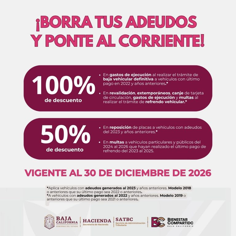 Condona gobierno de BC adeudos vehiculares con tres años o más