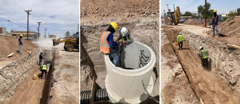 Mantiene CESPM avance en construcción del subcolector pluvial de Calle F